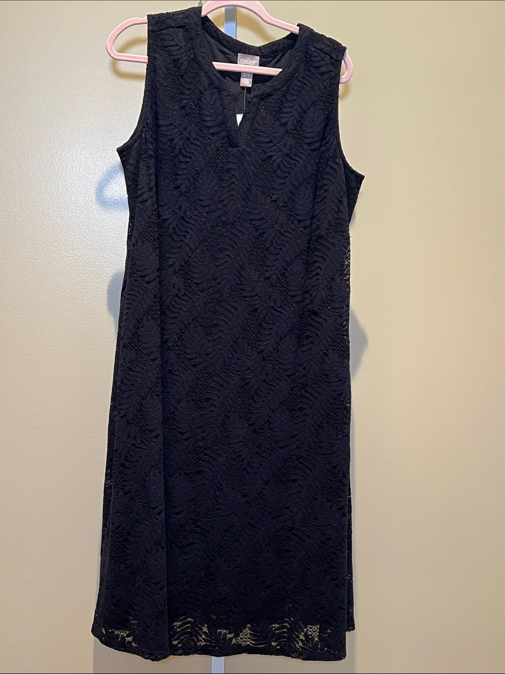 Chico's Black Sleeveless Lace Midi Dress